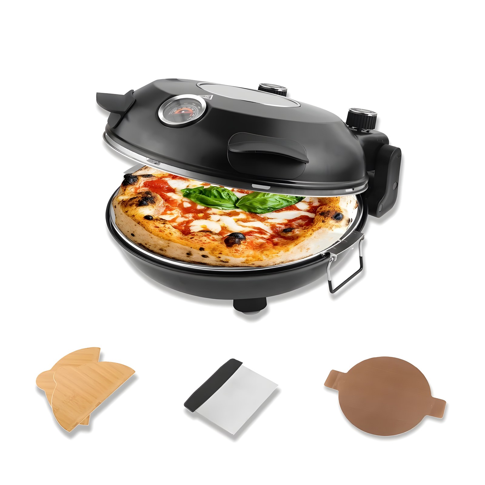 YIBAKE 12" Electric Pizza Oven with Ceramic Stone